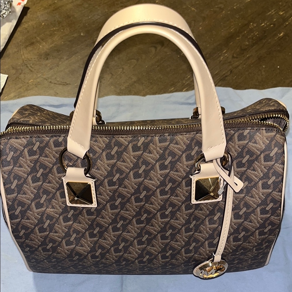 Designer Monogram Brown and Cream Handbag